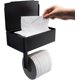thumbnail image 1 of Soporte de papel higiénico autoadhesivo, Soporte de papel higiénico con almacenamiento, Portarrollos de papel higiénico, Dispensador de papel higiénico montado en la pared Inodoro negro, Accesorio de inodoro brillar Electrónica, 1 of 5