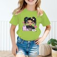 thumbnail image 2 of LUOGENLI T-Shirt pour Filles Enfant Filles Mignon Graphique Col Rond Manche Courte Tee Été Décontracté T-Shirt Chemises en Jean pour Filles Denim Vert Clair 3-4 Ans, 2 of 5