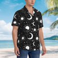 thumbnail image 2 of Lsque Crescent and Stars pattern Hawaiian Shirt for Men, Unisex Summer Beach Casual Short Sleeve Button Down Shirts-Small, 2 of 9