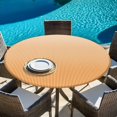 thumbnail image 6 of Orange Striped Round Tablecloth, Fitted Table Cover with Elastic for 36"-44" Round Tables, Modern Minimalist Vertical Stripes Art Table Cloth Outdoor Indoor Dinning Party Waterproof Tablecloths, 6 of 7