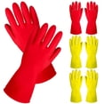 thumbnail image 1 of 4 pares de guantes de limpieza de goma, antideslizantes, reutilizables, guantes para lavar platos de cocina para el hogar, 1 of 5