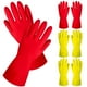 thumbnail image 1 of 4 pares de guantes de limpieza de goma, antideslizantes, reutilizables, guantes para lavar platos de cocina para el hogar, 1 of 5