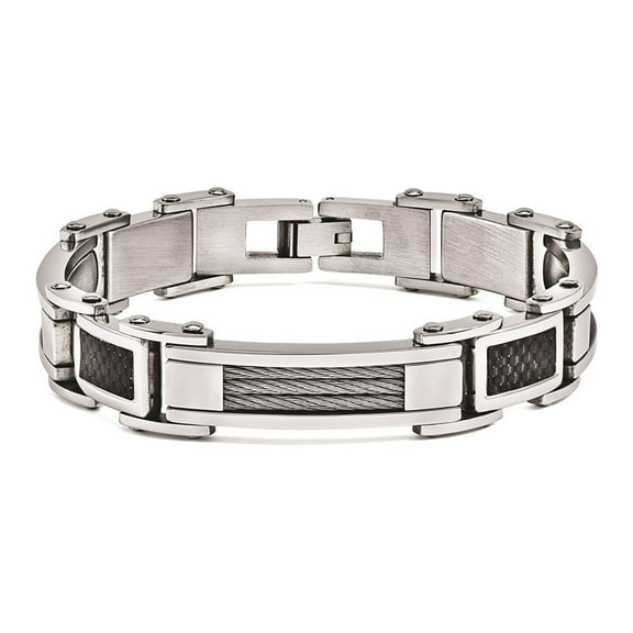 Steel Bracelet with carbon fiber and cable links