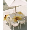 thumbnail image 3 of 52x70 Inch Outdoor Tablecloth with Umbrella Hole Zipper Rectangle Summer Sunflower Rectangular Tablecloths Outside Waterproof Bee Beige Vintage Pastoral Plants Patio Table Cover for Picnic Party, 3 of 8