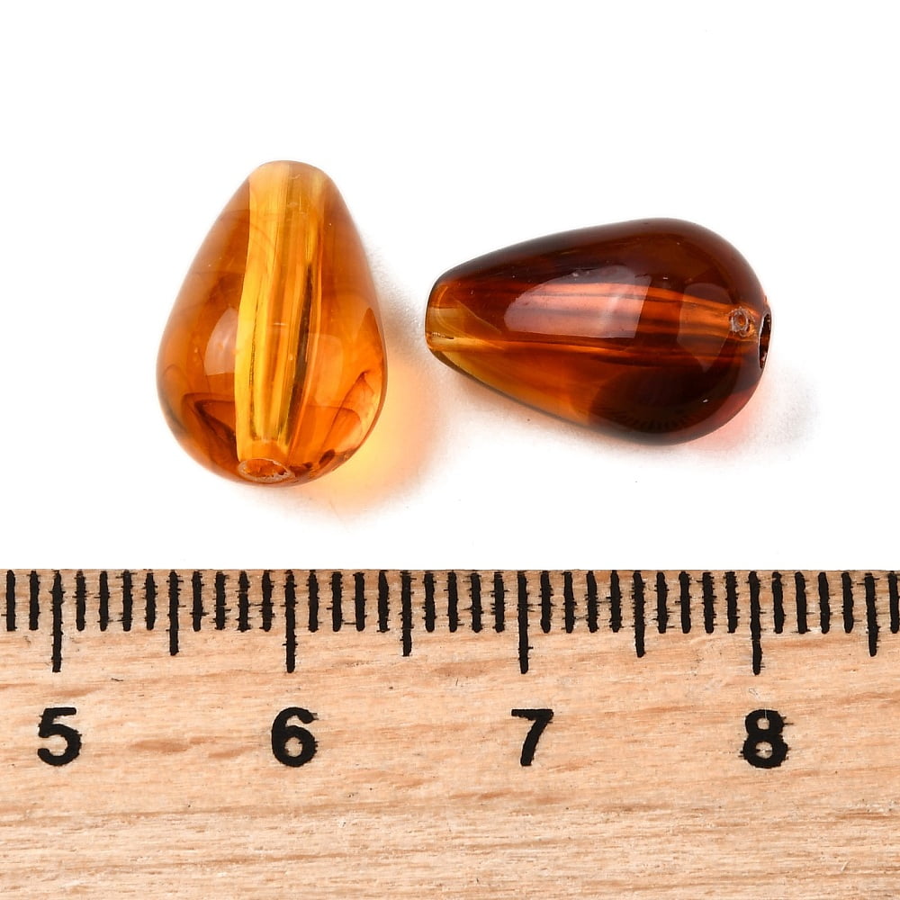 Transparent Acrylic Beads Imitate Amber Beads Teardrop 15x10mm Hole: 1.8mm about 657pcs/500g