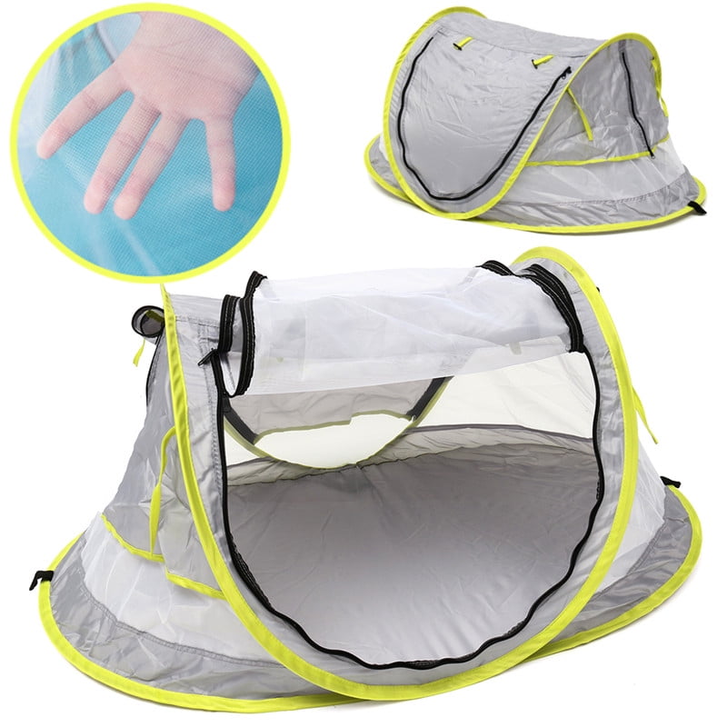 Baby Travel Tent UV Travel Bed Cribs Protection Sun Shelter Shade for Baby Under Age 2 Portable Ultralight Folding Baby Beach Tent Pop Up UPF 50 Grey//Green