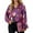 Purple, variant on Weardear Women's Casual Lantern Long Sleeve Tops Abstract Print Lapel V Neck Flowy Loose Blouses