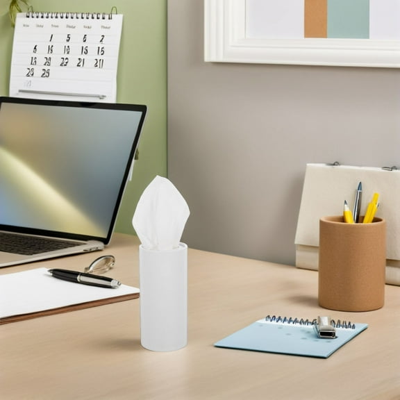 WHAMVOX 4pcs Car Cylinder Tissue Holder Portable Napkins for Cars Truck Office and Travel Refillable Round Tissue Box for Cup Holders