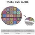 thumbnail image 6 of Boho Floral Pattern Round Tablecloth 44 Inch, Stretch Elastic for 38-42 Inch Tables, Liquid-Repellent, 6 of 7