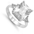 thumbnail image 4 of White CZ Large Solitaire Triangle Accent Ring Sterling Silver Band 925 Jewelry Female Size 5, 4 of 4