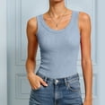 thumbnail image 6 of Ccpelsie Womens Square Neck Double Lined Tank Tops Sleeveless Summer Going Out Clothes Outfits(Light Blue,S), 6 of 7