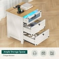 thumbnail image 5 of Farmhouse Nightstand with Charging Station and LED Lights, White Night Stand/Bedside Table with 3 Drawers, End Side Table for Bedroom Living Room, 5 of 9