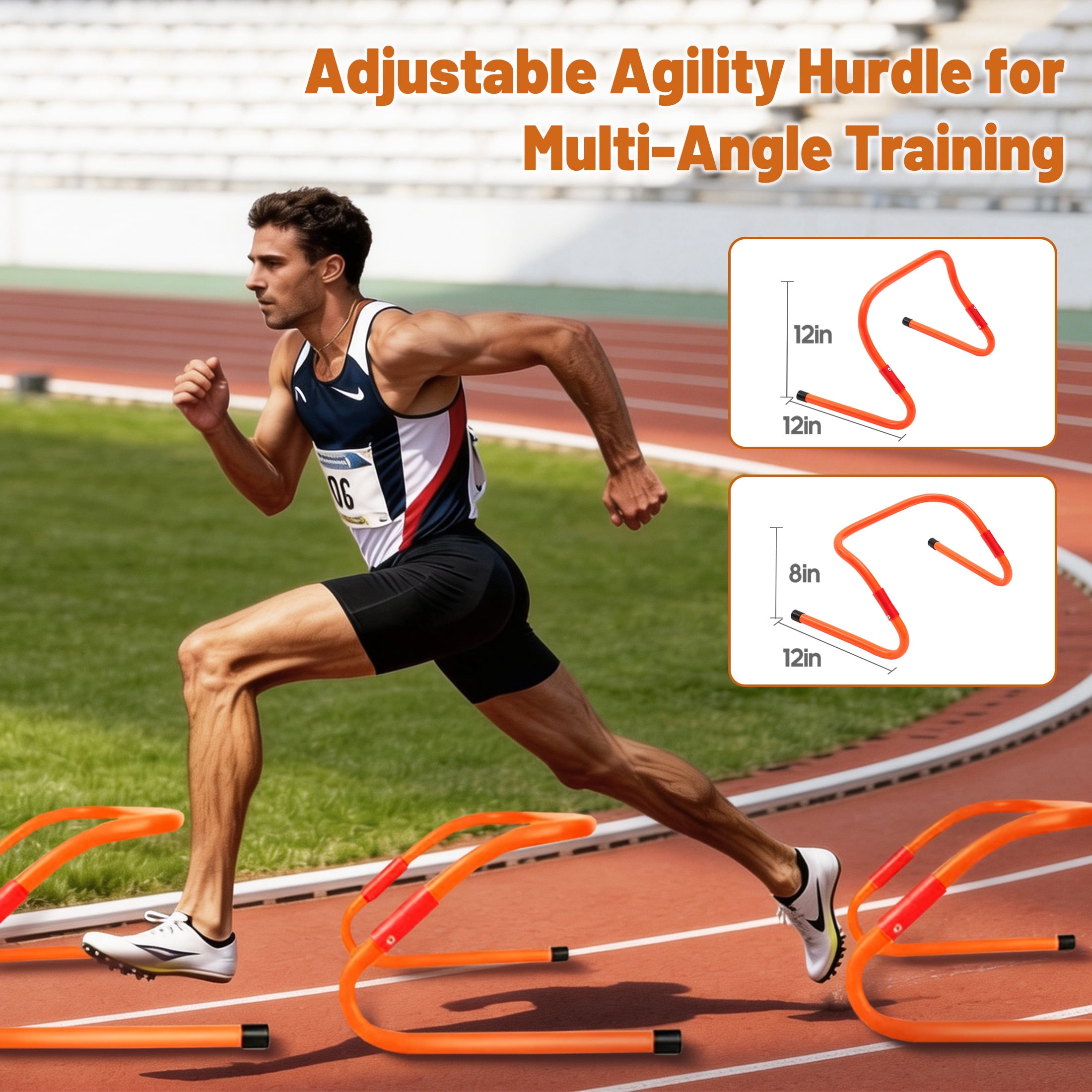 CONCETTA Agility Ladder Training Set with Speed Parachute, Hurdles, Cones, Jump Rope, Athletic Speed & Coordination Workouts Equipment, Orange