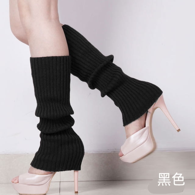 Xiao Hua 2 pares de calentadores de piernas para mujer, tejidos con puños elásticos antideslizantes, estilo Y2K, para fiestas, deportes, yoga, ballet y danza, color negro.