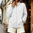 thumbnail image 2 of Ghalytn Women's Fleece Lined Full Zip Jacket Stand Collar Long Sleeve Casual Sweatshirt Coat with Pockets, 2 of 9