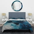 thumbnail image 3 of Designart "Aqueous Whimsy in Teal and Black I" Abstract Bedding Covert Set - Modern Teal Transitional Bed Set With 2 Shams, 3 of 6