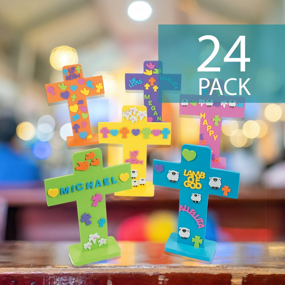 Exciting Easter Foam Crosses Craft Kits 24 Pieces