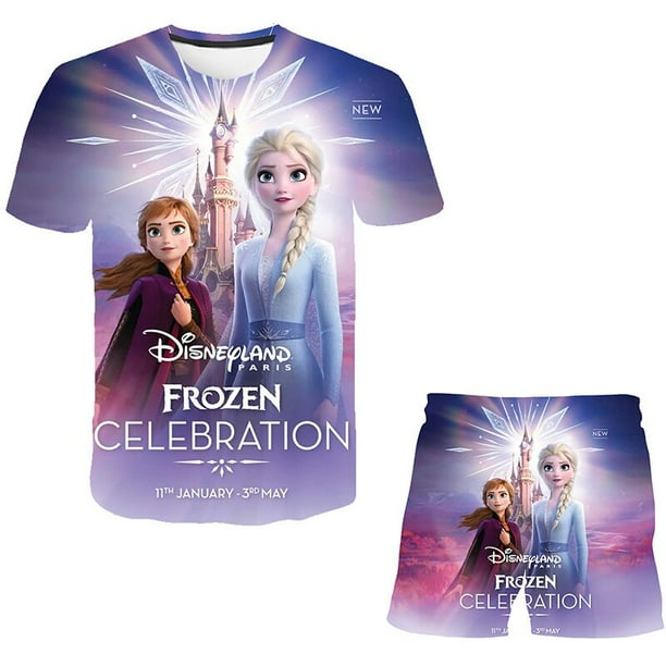 Conjunto de ropa de Frozen 2 para ninas ropa de verano 2023 para ninos camisetas de Elsa Anna y pantalones cortos ropa para ninos de la serie Disney trajes informales 10T Gao