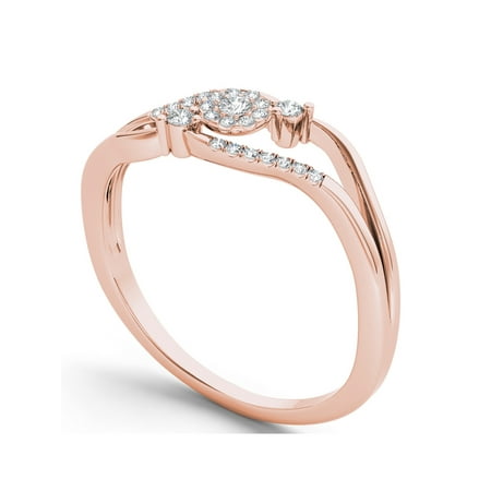 - 1/8Ct TDW Diamond 10K Rose Gold Cluster Split Shank Ring