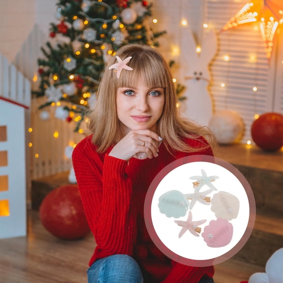 LULULION 6Pcs Girls Hair Clip Set Light Blue Decorative Hair Accessories For Parties And Beach