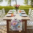 thumbnail image 4 of Table Runners 70 Inches Long Dress Scarves, Pink Blue Floral Farmhouse Coffee/Dining/Kitchen Table Decor, Holiday Table Runner, Butterflies Retro Oil Painting 13x70 Inch, 4 of 9