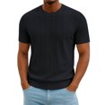 thumbnail image 2 of FOPSUFGWFO Men's T-Shirts Short Sleeve Knit Casual Tops Solid Color Soft Loose Fit Pullover Crew Neck Blouses For Work Gym L, 2 of 5