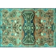 thumbnail image 1 of Ahgly Company Indoor Rectangle Animal Turquoise Blue Traditional Area Rugs, 2' x 4', 1 of 4