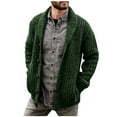 thumbnail image 3 of Juebong Mens Shawl Collar Cardigan Sweaters Button Down Cable Knitted Loose Fit Knitwear Open Front Sweaters Winter Outwear Green,XL, 3 of 7
