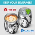 thumbnail image 4 of 12oz Stemless Wine Tumblers Black Halloween White Ghosts Vacuum Insulated Stainless Steel Travel Tumbler Cups Mug with Lid and Straw for Champaign,Cocktail,Beer with Cleaning Brush, 4 of 5