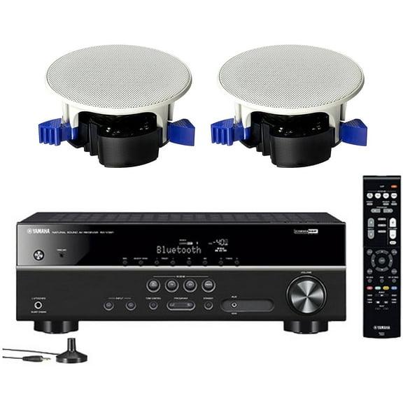 Yamaha 5.1-Channel Wireless Bluetooth 4K A/V Home Theater Receiver   Yamaha Easy-to-Install Natural Sound Moisture Resistant 6.5" High Performance In-Ceiling Speakers (Pair)