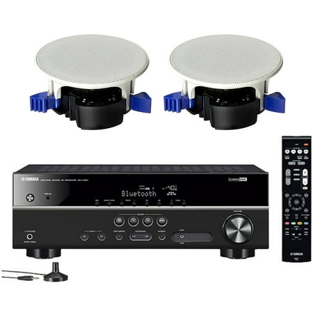 Yamaha 5.1-Channel Wireless Bluetooth 4K A/V Home Theater Receiver + Yamaha Easy-to-Install Natural Sound Moisture Resistant 6.5 High Performance In-Ceiling Speakers (Pair)