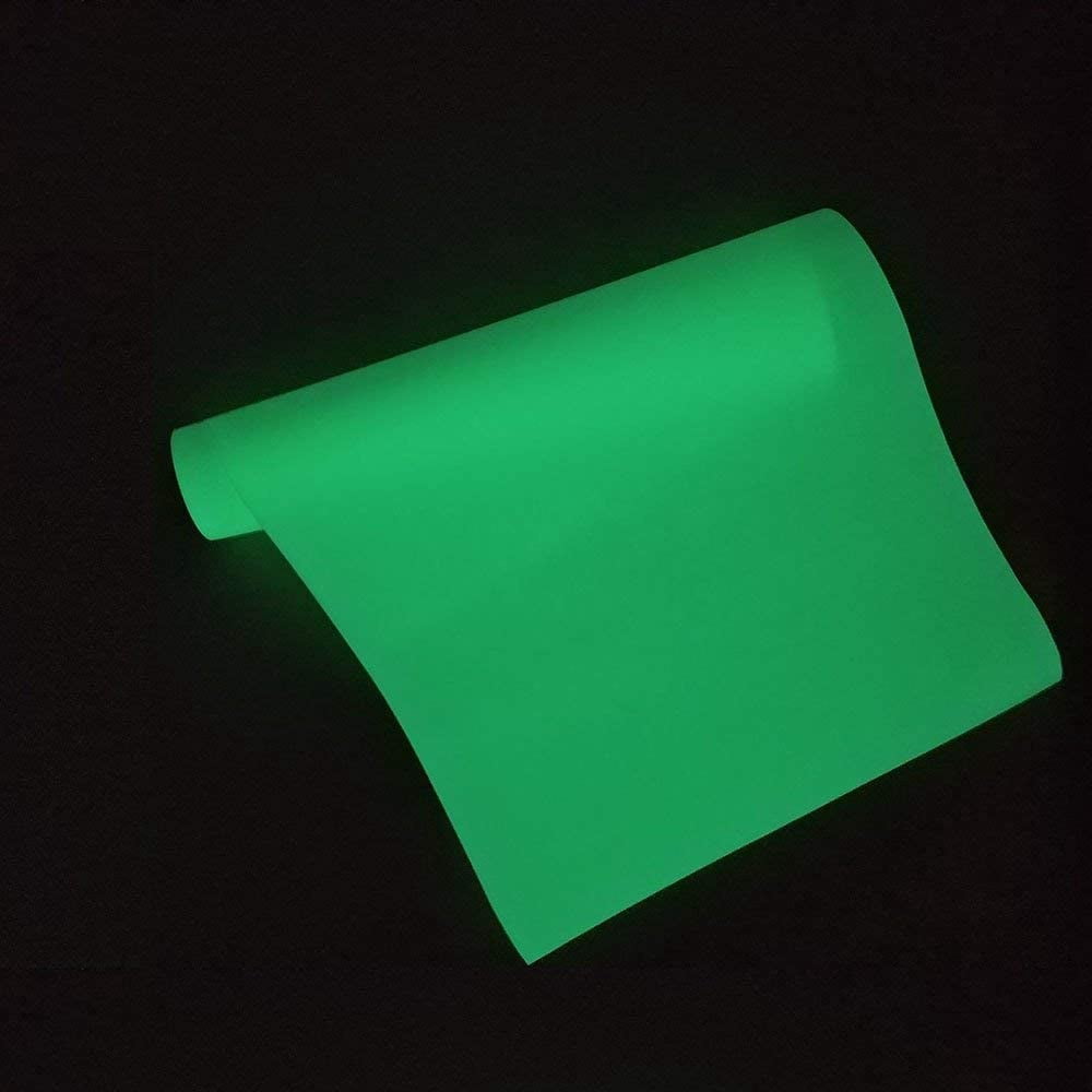 INTBUYING 1 Yard 20inch Width PU Vinyl Glow in The Dark for T-Shirts Heat Press Transfer Printing Craft