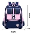 thumbnail image 3 of CUZIBR Boys Backpack Letter Print Striped Mesh Side Water Bottle Pockets British Style Large Capacity Casual Daypack Adjustable Padded Shoulder Straps Primary Students Bookbag, 3 of 4