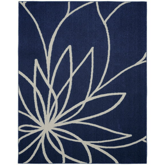 Garland Rug Grand Floral Indigo/Ivory Indoor Area Rug, 8' x 10'