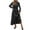 Black, variant on Long Sleeve Dresses for Women Midi Fall and Winter New Slim Temperament Dress Collar Bubble Sleeve Pleated Skirt