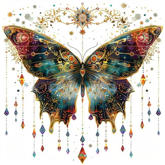 Shining Colorful Butterfly 5D Diamond Art Painting by Number Kits for Adults DIY Paint with Full Drill Round Diamond Gems Painting Art Craft for Home Wall Decor 13.8x13.8inch(1)