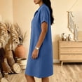 thumbnail image 6 of SAWOBUUN Womens Casual Shirt Dress Short Sleeve Collared Button Midi Dress Loose Fit Tunic Sundress with Chest Pocket, 6 of 6