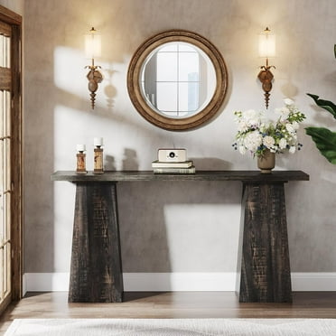 Tribesigns Rustic Console Table Wood Entryway Table for Living Room, 63 inch Narrow Sofa Table