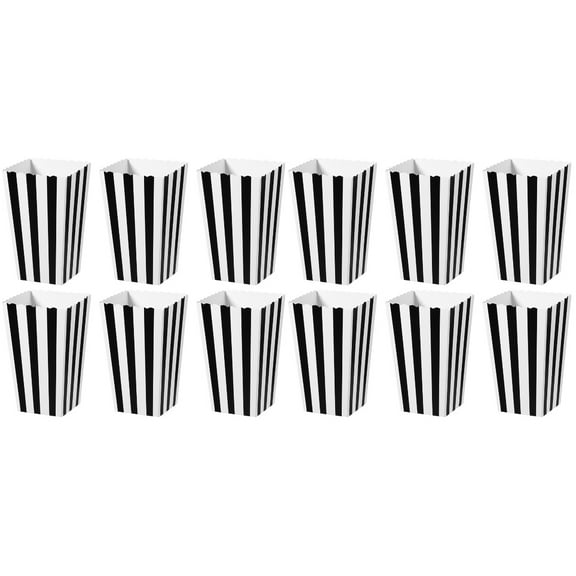 GOOHOCHY  2 PCS Mini Popcorn Bags Snack Cardboard Holder Striped Containers Paper Boxes
