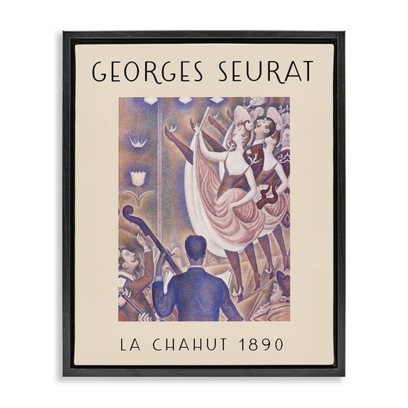 Stupell Industries Classic Seurat Poster People Painting Black Floater Framed Canvas Art Print Wall Art, 17 x 21