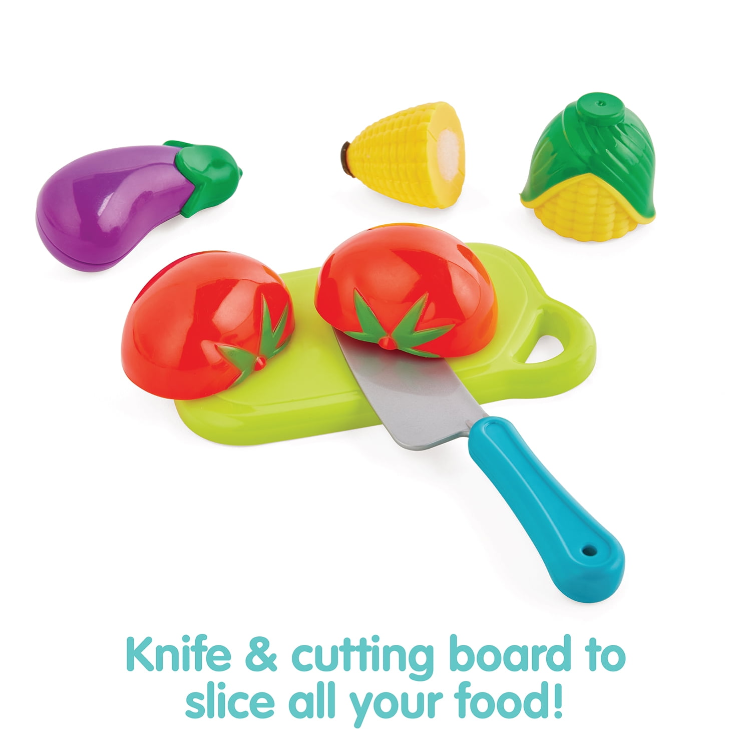 Kidoozie Just Imagine Slice 'N Play Shopping Set, 31 Piece Shopping Basket Set Including Fruits & Vegetable for Pretend Plays.  For Children Ages 2+