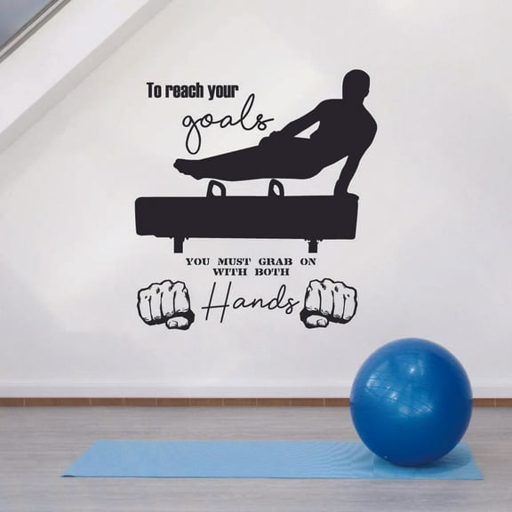 Grab On Both Hands Quotes Gymnastics Motivation Quote Wall Sticker Art Decal for Girls Boys Room Bedroom Dance Studio Garage House Fun Home Decor Stickers Wall Art Vinyl Decoration Size (30x30 inch)
