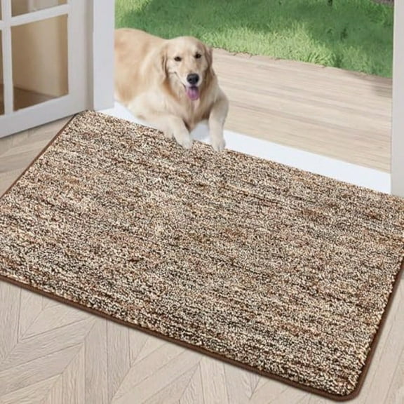 Indoor Doormat Front Door Mat 32x40 Absorbent Rubber Backing Non Slip Door Mats Washable LowProfile Inside Floor Mat Door Rugs For Entryway Resist Dirt Mud Mat For Dogs Coffee Brown
