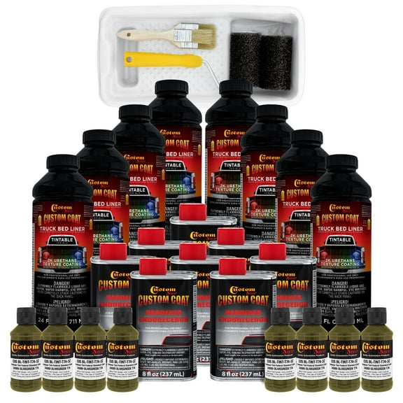 Custom Coat 34089 Olive Green T74 Urethane Roll-On, Brush-On or Spray-On Truck Bed Liner, 2 Gallon Kit with Roller Applicator Kit