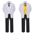thumbnail image 2 of 6pc Boy Formal Necktie Black White Suit Set Satin Color Vest Baby Sm-20 Teen, 2 of 3