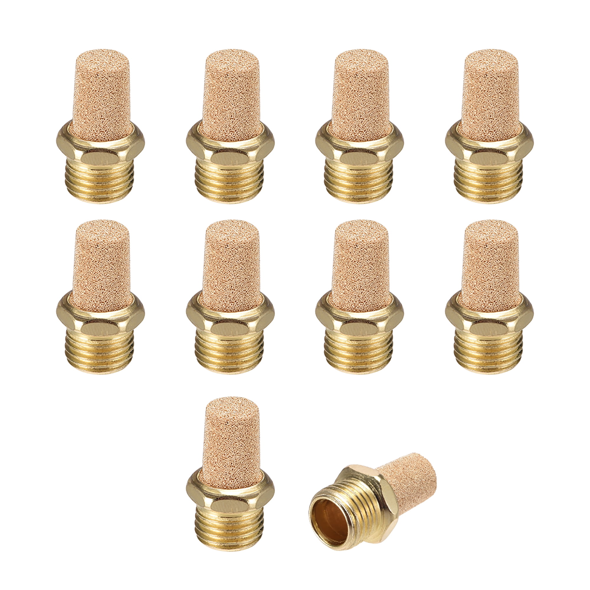 Brass Exhaust Muffler 1/4" PT Male Thread 19/32" Hex Sintered Air