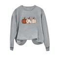 thumbnail image 6 of BiZtdJrK Womens Fall Crewneck Sweatshirts Pumpkin Printed Long Sleeve Casual Pullover Tops Loose Fit Lightweight Halloween Sweatshirt Gray S, 6 of 7