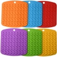 thumbnail image 1 of HZKAICUN Silicone Trivet Mats Pot Holders for Kitchen Hot Dishes Hot Pads Spoon Rest Garlic Peeler Jar Opener Multipurpose Kitchen Tool 6.88''x6.7" Silicone Trivet Pot Mat (Set of 6), 1 of 5