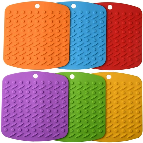 HZKAICUN Silicone Trivet Mats Pot Holders for Kitchen Hot Dishes Hot Pads Spoon Rest Garlic Peeler Jar Opener Multipurpose Kitchen Tool 6.88''x6.7" Silicone Trivet Pot Mat (Set of 6)