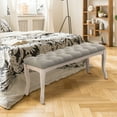 thumbnail image 2 of Pellebant  Modern Upholstered Button-tufted Bench Ottoman - 43.3" W x 15 " D x 18.90 " H Grey, 2 of 8